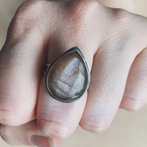 Moonstone Droplet Ring