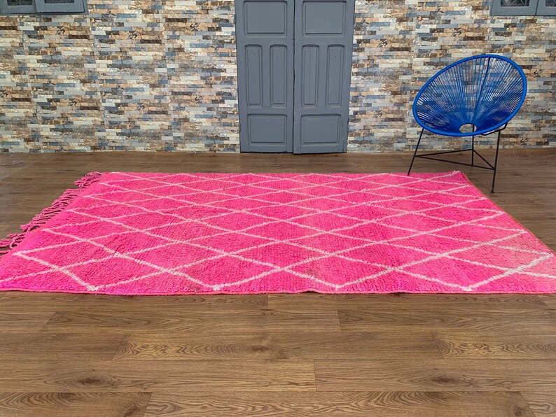 4.8ft x 8ft Pink morocco rug Authentic beni ourain rug Etsy