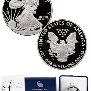 2014-W Proof American Silver Eagle w/ Original Box & COA | Silver Coin | Collectible Coin | Proof Silver Coin | Velvet Box | Silver Bullion