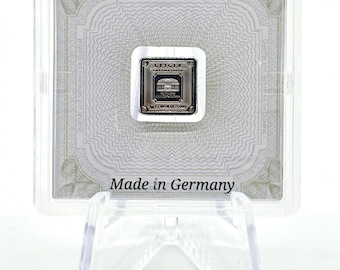 Geiger Edelmetalle .999 Fine Silver Square in Capsule w/ Assay | Silver Square Bar | Silver Bullion | Collectible Silver | German Silver
