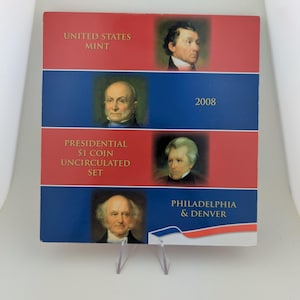 Unsealed 2008 United States Mint Presidential 1 Dollar Coin Uncirculated Set w/ COA | Presidential Dollars | Collectible Coins | Coin Set