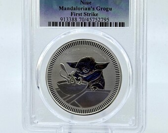 2022 Niue Mandalorian's Grogu Two Dollar .9999 Fine Silver Coin | PCGS Certified MS70 First Strike | Star Wars | The Mandalorian | Bullion