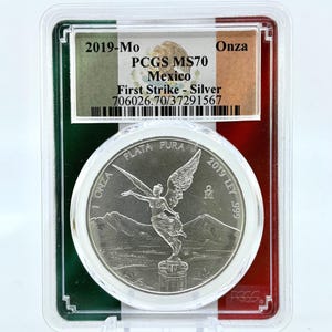2019-Mo Mexican Libertad .999 Fine Silver 1oz Coin | PCGS MS70 First Strike | Certified Coin | Collectible Coin | Mexican Silver Bullion