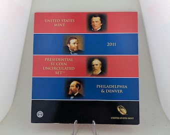 Unsealed 2011 United States Mint Presidential Dollars Uncirculated Set in Original Packaging w/ COA | Uncirculated Coins | Collectible Coins