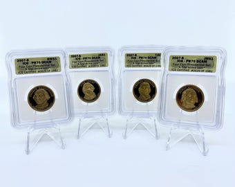 2007-S ICG PR70 DCAM Four Coin Presidential Dollar Proof Set | First Strike Set | Coin Set | Collectible Coins | Certified Coins