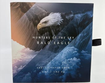 2019 Solomon Islands Reverse Proof Eagle-Shaped 1oz .999 Fine Silver Coin in Box w/ COA | Hunters of the Sky | Collectible Silver | Y9