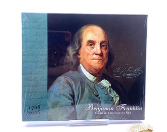Sealed 2006 United States Mint: Benjamin Franklin Coin & Chronicles Set w/ COA | Commemorative Coin | Anniversary Set | Silver Coin | Stamps