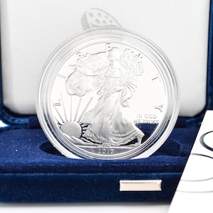2017-W Proof American Silver Eagle w/ Original Box & COA | Silver Coin | Collectible Coin | Proof Silver Coin | Velvet Box | Silver Bullion