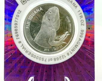 2015 Fiji Iguana .999 Silver 1oz Coin w/ COA | Silver Bullion Coin | Collectible Coin | Bullion | Fine Silver | Collectible Silver