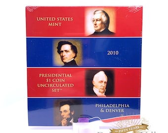 Sealed 2010 United States Mint Presidential Dollars Uncirculated Set in Original Packaging w/ COA | Uncirculated Coins | Collectible Coins