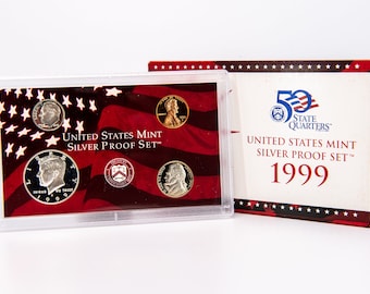 1999-S United States Mint Silver Proof Set w/ Original Box & COA | Proof Coins | Silver Proof Coins | Mint Set | Collectible Silver Coins