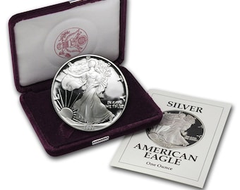 1991-S Proof American Silver Eagle w/ Original Box & COA | Silver Coin | Collectible Coin | Proof Silver Coin | Velvet Box | Silver Bullion