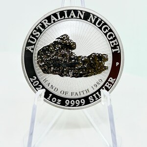 2020 Australian &quot;Hand of Faith&quot; Nugget .999 Fine Silver 1oz Coin | Silver Coin | Fine Silver | Australian Coin | Collectible Coin | (15C)