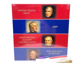 Sealed 2009 United States Mint Presidential Dollars Uncirculated Set in Original Packaging w/ COA | Uncirculated Coins | Collectible Coins