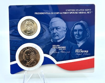 Presidential Dollar Coin and Spouse Medal Set in Original Mint Packaging | US Presidents | US History | Commemorative Set | 1850-1865