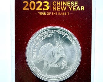 2023 Silvertowne Year of the Rabbit 1oz .999 Fine Silver Coin | Lunar New Year | Chinese New Year | Collectible Silver | Bullion