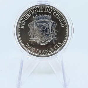 Moneda de plata gorila de espalda plateada del Congo de 2015, 1 oz, 0.999, lingote de plata, moneda de plata, moneda coleccionable, plata coleccionable imagen 2