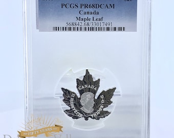 PCGS PR68 DCAM 2015 Royal Canadian Mint - Maple Leaf 31.5g .9999 Fine Silver Proof 20 Dollar Coin w/ Certificate of Authenticity | Bullion