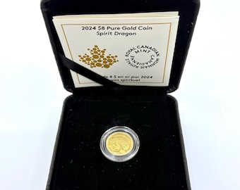 2024 Canadian Spirit Dragon 1/20oz .999 Fine Gold 8 Dollar Coin in Box | Lunar New Year | Year of the Dragon | Gold Coin | Gold Bullion