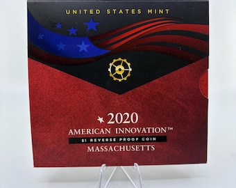 2020 American Innovations Massachusetts Dollar Coin Reverse Proof w/ Original Box | Reverse Proof Coin | Dollar Coin | Collectible Coin