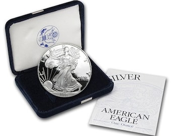 2001-W Proof American Silver Eagle w/ Original Box & COA | Silver Coin | Collectible Coin | Proof Silver Coin | Velvet Box | Silver Bullion