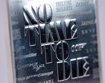 James Bond: No Time To Die 1oz .9999 Fine Silver Bar | Silver Bullion | Silver Bar | Bullion | Movies | Fine Silver | Collectible Silver