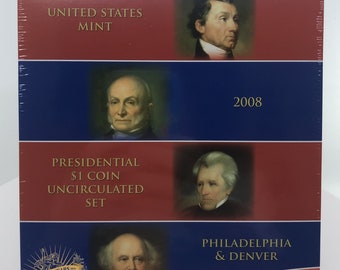Sealed 2008 United States Mint Presidential 1 Dollar Coin Uncirculated Set w/ COA | Presidential Dollars | Collectible Coins | Coin Set
