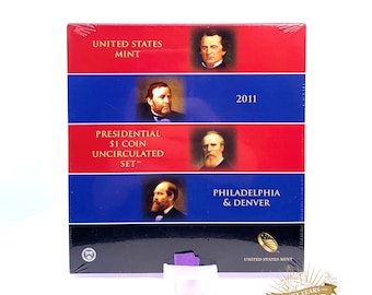 Sealed 2011 United States Mint Presidential Dollars Uncirculated Set in Original Packaging w/ COA | Uncirculated Coins | Collectible Coins