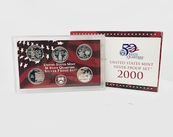 2000-S United States Mint Silver Proof Set w/ Original Box | Proof Coins | Silver Proof Coins | Mint Set | Collectible Silver Coins