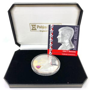 2017 High Relief John F. Kennedy 5oz Silver Coin w/ Heart-Shaped Crystal in Box w/ COA | 1 of 100 | .999 Silver Coin | Silver Bullion