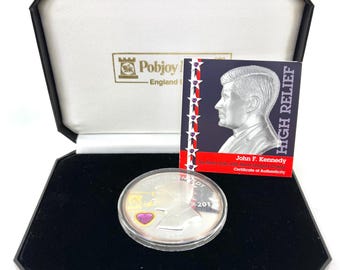 2017 High Relief John F. Kennedy 5oz Silver Coin w/ Heart-Shaped Crystal in Box w/ COA | 1 of 100 | .999 Silver Coin | Silver Bullion | V9