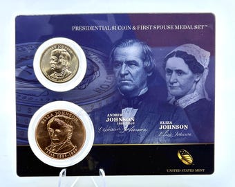 Presidential Dollar Coin and Spouse Medal Set in Original Mint Packaging | US Presidents | US History | Collectible Coins | Commemorative