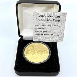 2022 Mexican Caballito Peso 1oz .999 Fine Silver Gold Ennobled Coin in Box w/ COA | Gilded Silver Coin | Collectible Silver | Silver Bullion
