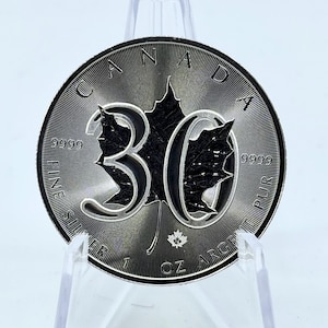 1988-2018 Canadian Maple Leaf 30th Anniversary Commemorative 1oz .9999 Fine Silver Coin | Maple Leaf | Canadian Coin | Commemorative | (9G)