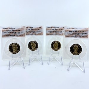 2010-S ANACS PR70 DCAM Four Coin Presidential Dollar Proof Set | First Day of Issue Set | Coin Set | Collectible Coins | Certified Coins