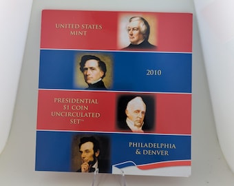 Unsealed 2010 United States Mint Presidential Dollars Uncirculated Set in Original Packaging w/ COA | Uncirculated Coins | Collectible Coins