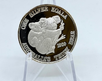 1989 Koala Australia's Teddy Bear .999 Fine Silver 1oz Round | New Queensland Mint | Silver Coins | Collectible Coins | Silver Bullion