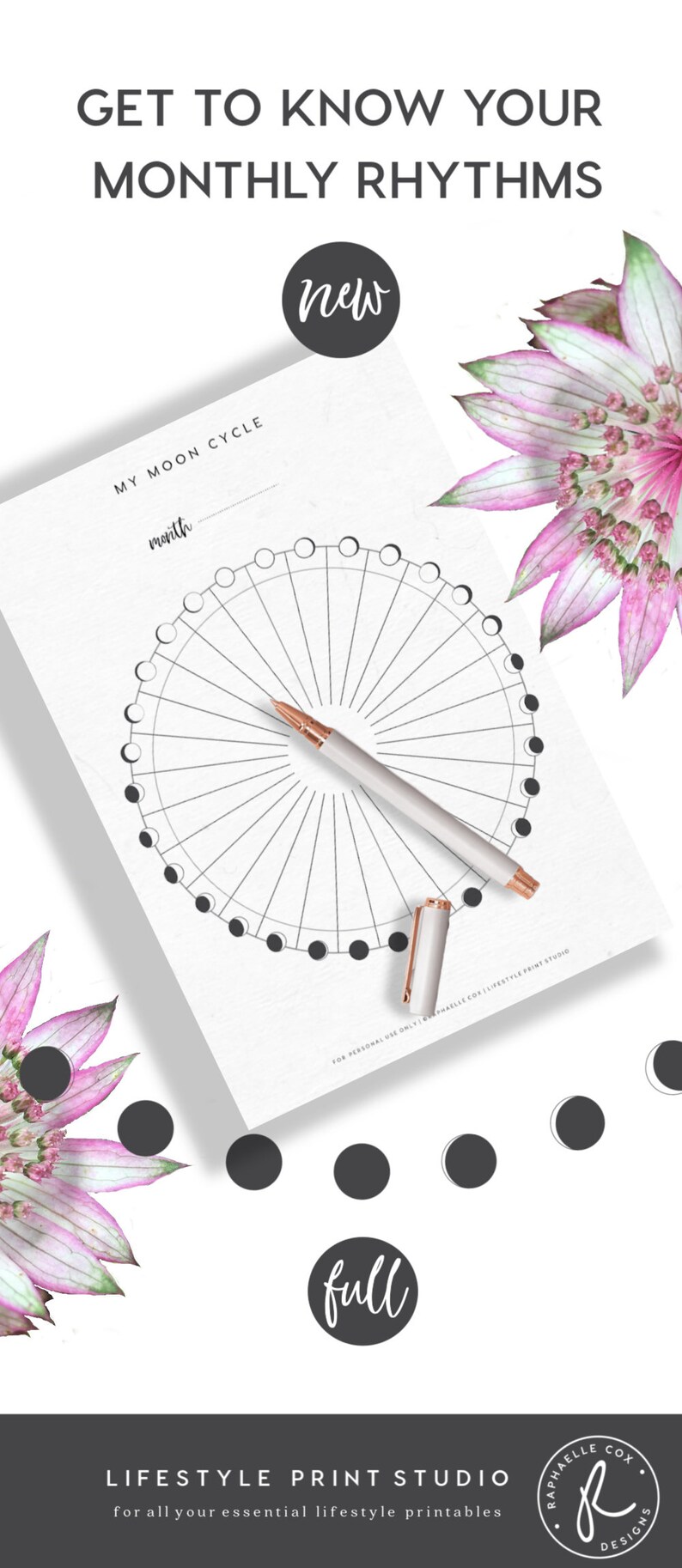 PRINTABLE Moon Cycle Tracker Lunar Cycle Self Care Tracker - Etsy