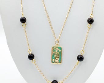 16-24" 14k Gold Chain and Moldavite Necklace, Energy Stone, Bohemian Jewelry