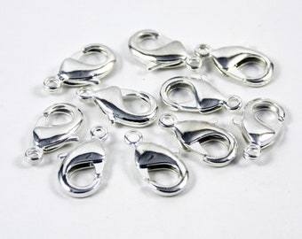 Fine Silver (99.9%) Lobster Claw Clasps, 18 x 10 x 2 mm, 10 Per pkg