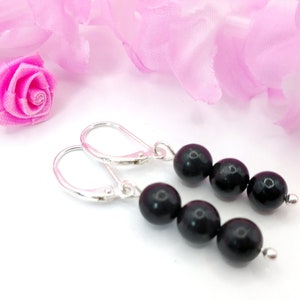 Shungite Drop Lever-back Earrings, EMF Protection, Healing Stones