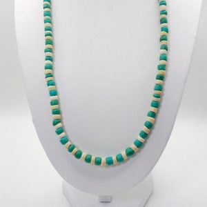 18&quot; Cream and Turquoise Coconut Necklace, Hawaiian Jewelry, Surfer Necklace, Beach Jewelry, 5-6mm
