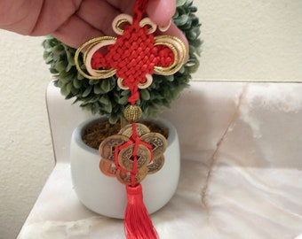 Chinese Lucky Coin Charm with Tassel, Feng Shui Charm, Good luck Charm, Car Mirror Charm, Good Fortune Gift