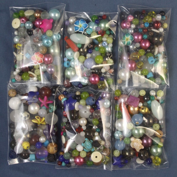 Mystery Grab Bag, Gemstones, Wood, Flower Beads, Pearls, diy jewelry supplies, Bead Soup