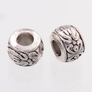 Antique Silver Decorative Rondelle Spacer Beads, 8x5.5mm, 20 pcs