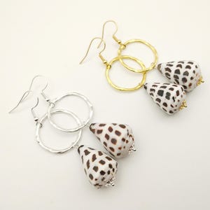 Silver/Gold Hebrew Cone Hoop Dangle Earrings, Beach Jewelry, Bohemian Jewelry