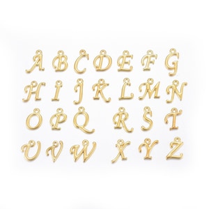Gold/Silver Alphabet Charm Set, 4~15mm wide, 12~17mm, 1 Set, diy Alphabet Letters, diy jewelry