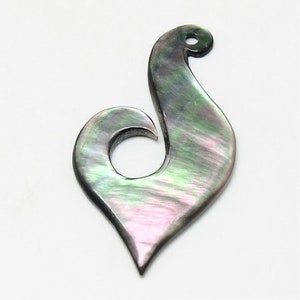 2pcs/Abalone Fish Hook Pendants, 48X26mm, Polynesian Fish Hook Pendants, Tribal Jewelry