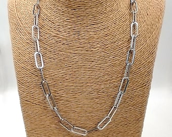 Collar con clip de papel de acero inoxidable PVD de 6,5 mm, plata de 18k, 18-24 pulgadas, 18-24 pulgadas, 18-24 pulgadas, 18-24 pulgadas, 24