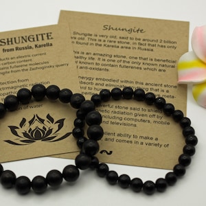Pulseras de shungita rusa, protección EMF, 6-8 mm